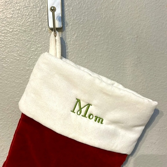 Pottery Barn Red & White Christmas Holiday Stocking, Mom, size medium - Picture 2 of 10